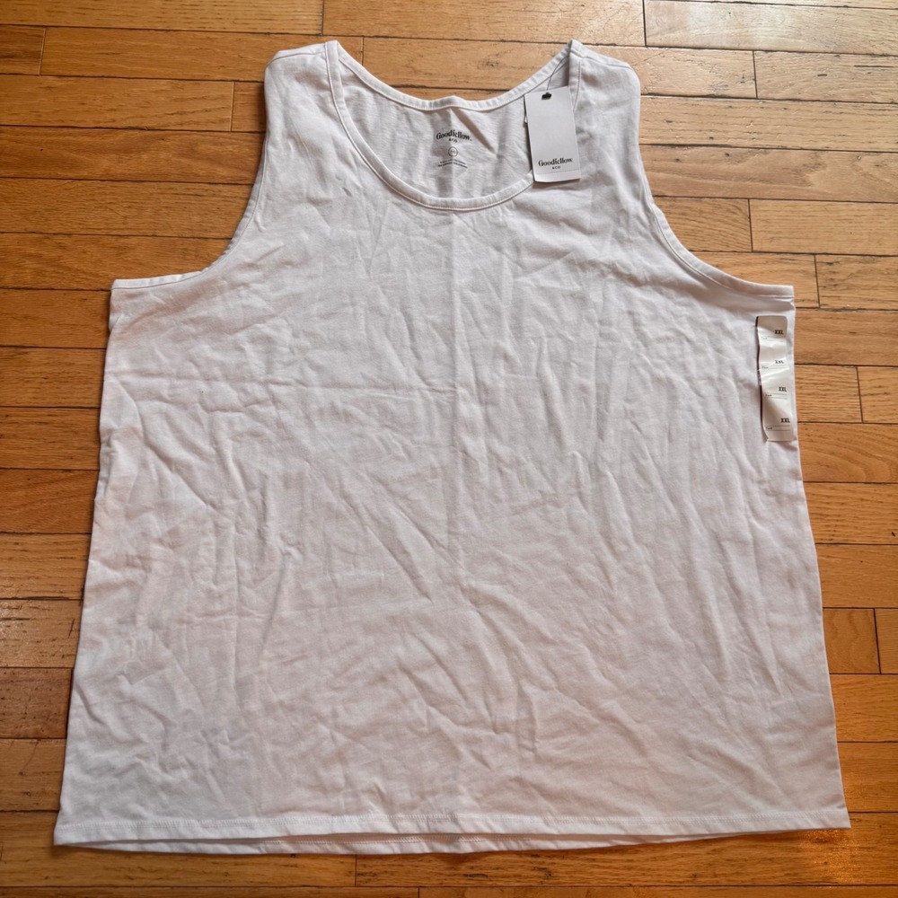Goodfellow & Co Mens Tank Top Eco White XXL Standard Fit Sleeveless Shirt NWT
